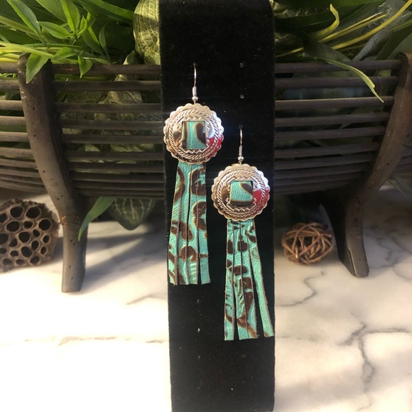 Leather Concho Earrings - Picture 1 of 3